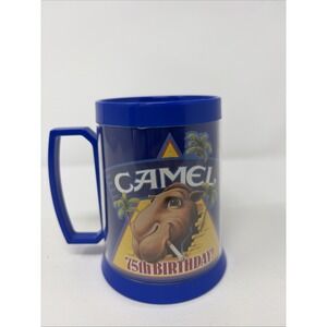 1988 JOE CAMEL Cigarette 75th Birthday 5" Thermo Serv Plastic Coffee Mug 16 oz